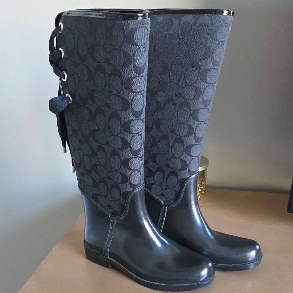 COACH | Tristee Lace-up Women's Black Rain Boots Size 7